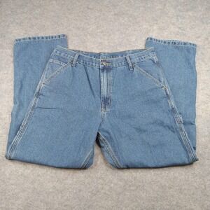 Carpenter Jeans‎ Men 34x30 Full Blue Denim Utility Workwear Hammer Loop Straight